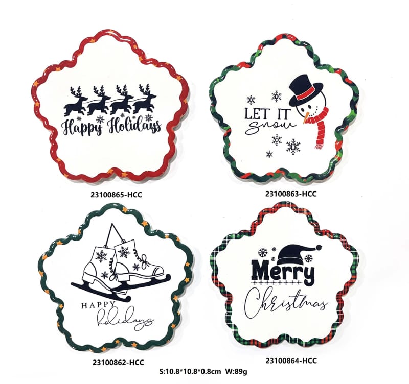 Porta-copos de Natal feitos à mão com estampagem a quente para cozinha ou sala de jantar