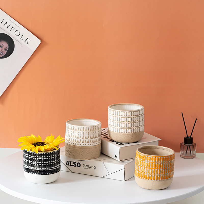 Vaso de flores de cerâmica inovador com design multicolorido vibrante