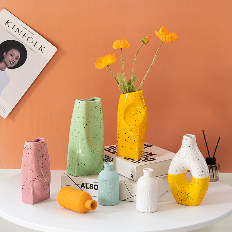 Vaso de cerâmica criativo um caleidoscópio de cores para flores